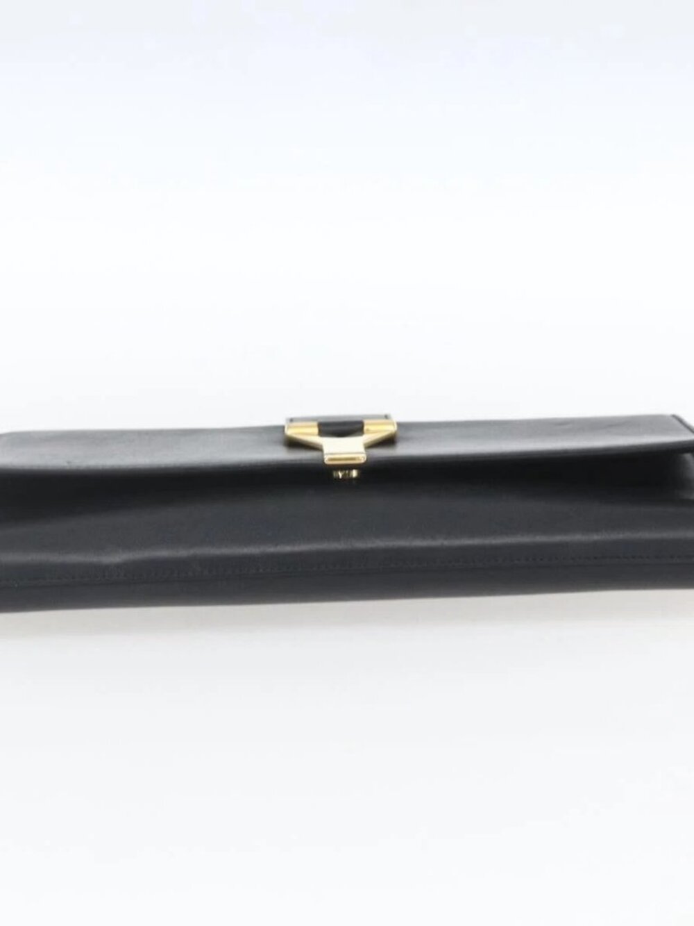 SAINT LAURENT Clutch Bag Leather Black Gold Auth ka1261 - Picture 8 of 16